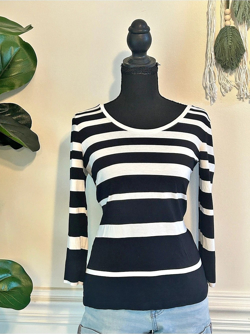 Chico's Striped Long Sleeve Top